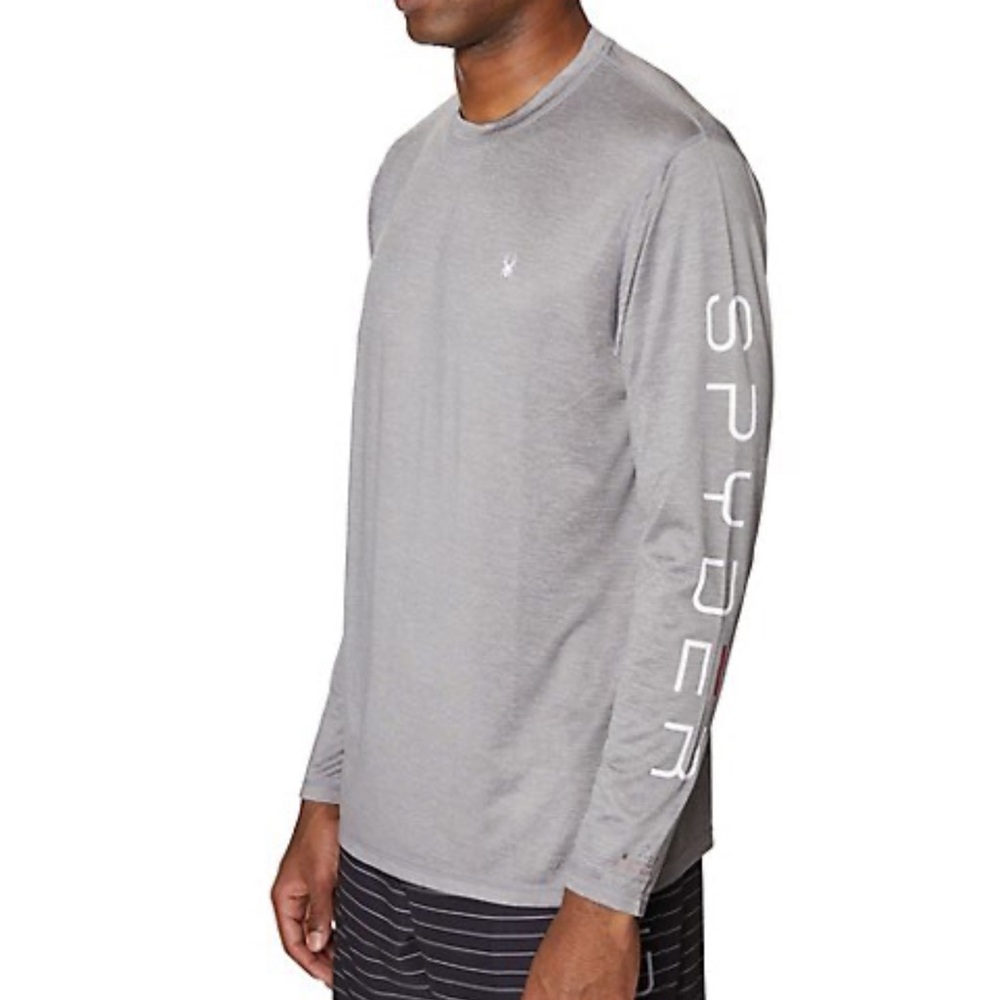 Spyder Long Sleeve Swim Sun RashGuard Men’s XL UPF 50+ Gray Beach Surf Pool